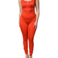 Orange Sleeveless Bodycon Jumpsuit Dress