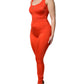 Orange Sleeveless Bodycon Jumpsuit Dress