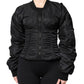 Black Nylon Full Zip Bustier Corset Jacket