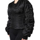 Black Nylon Full Zip Bustier Corset Jacket