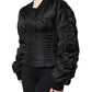 Black Nylon Full Zip Bustier Corset Jacket
