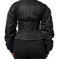 Black Nylon Full Zip Bustier Corset Jacket