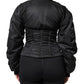 Black Nylon Full Zip Bustier Corset Jacket