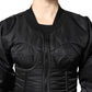 Black Nylon Full Zip Bustier Corset Jacket