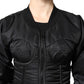 Black Nylon Full Zip Bustier Corset Jacket