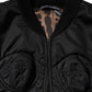 Black Nylon Full Zip Bustier Corset Jacket
