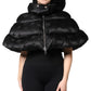 Black Padded Puffer Hooded Full Zip Cropped Jacket
