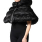 Black Padded Puffer Hooded Full Zip Cropped Jacket