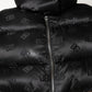 Black Padded Puffer Hooded Full Zip Cropped Jacket