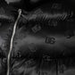 Black Padded Puffer Hooded Full Zip Cropped Jacket