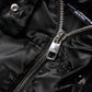 Black Padded Puffer Hooded Full Zip Cropped Jacket