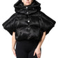 Black Padded Puffer Hooded Full Zip Cropped Jacket