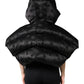 Black Padded Puffer Hooded Full Zip Cropped Jacket