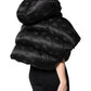 Black Padded Puffer Hooded Full Zip Cropped Jacket