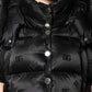 Black Padded Puffer Hooded Full Zip Cropped Jacket