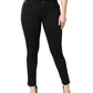 Black Cotton Mid Waisted Skinny Denim Jeans