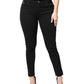 Black Cotton Mid Waisted Skinny Denim Jeans