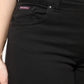 Black Cotton Mid Waisted Skinny Denim Jeans