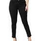 Black Cotton Mid Waisted Skinny Denim Jeans