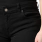 Black Cotton Mid Waisted Skinny Denim Jeans
