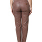 Brown Cotton High Waist Tapered Denim Jeans
