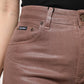 Brown Cotton High Waist Tapered Denim Jeans