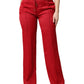 Red Viscose Straight Fit Pants