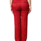 Red Viscose Straight Fit Pants
