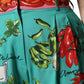 Green Silk Printed Straight Pants