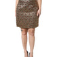 Brown Polyester Brocade A-line Mini Skirt