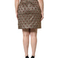 Brown Polyester Brocade A-line Mini Skirt
