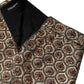 Brown Polyester Brocade A-line Mini Skirt
