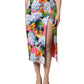 Multicolor Floral High Waist Midi Skirt