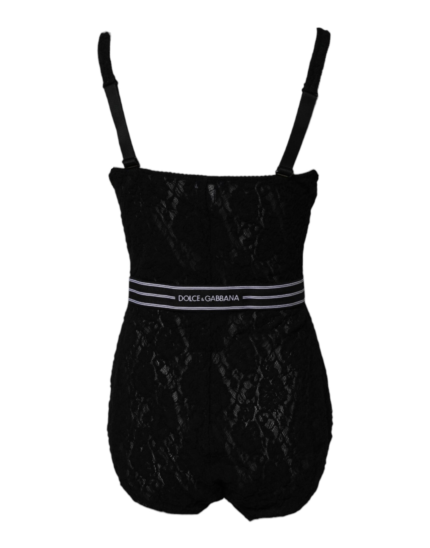 Black Lace Branded Elastic Lingerie Bodysuit Underwear