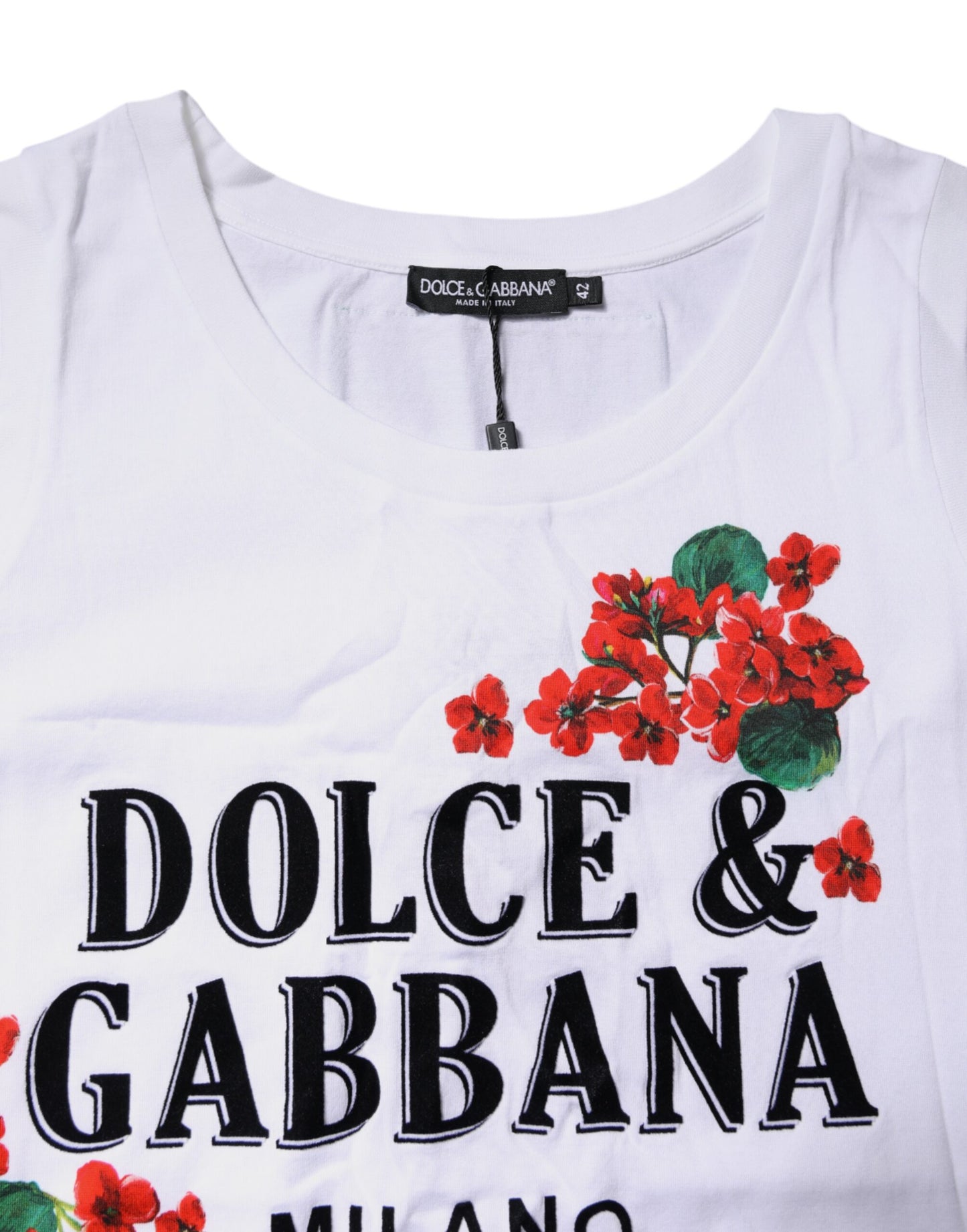 White Floral Printed Cotton Sleeveless T-shirt