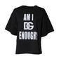 Black Printed Cotton Crew Neck Tee T-shirt