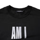 Black Printed Cotton Crew Neck Tee T-shirt