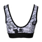 White Graffiti Print Logo Band Sports Bra Top