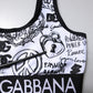 White Graffiti Print Logo Band Sports Bra Top