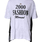 White Print Lace-Up Cotton Crew Neck T-shirt