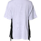 White Print Lace-Up Cotton Crew Neck T-shirt