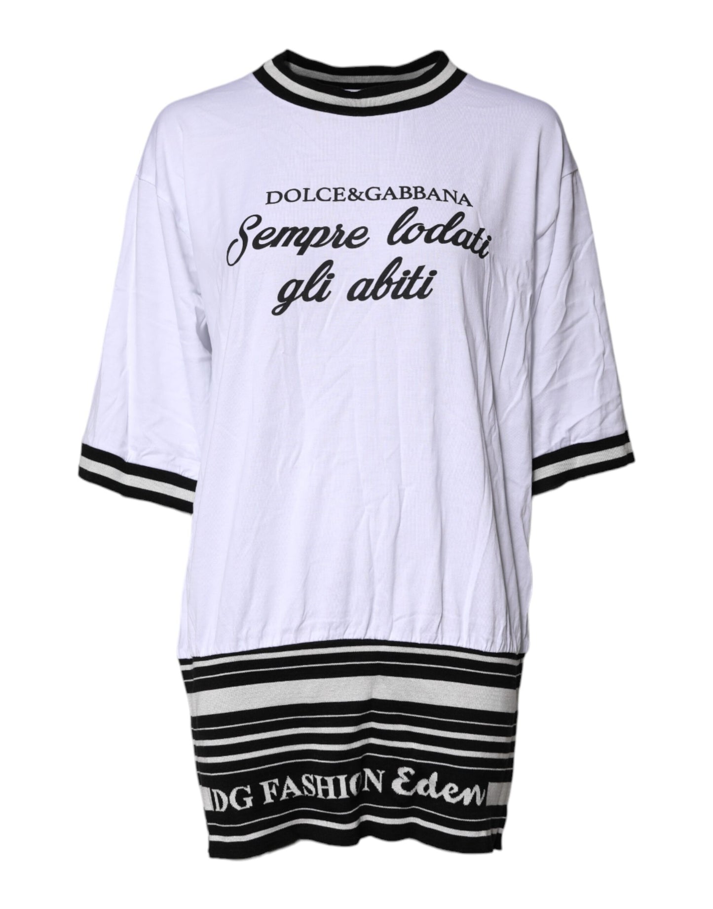White Cotton DG Fashion Crew Neck T-shirt