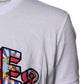 White Cotton Logo Print Round Neck T-shirt
