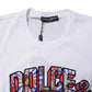 White Cotton Logo Print Round Neck T-shirt