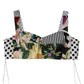 Multicolor Sweetheart Neck Patchwork Crop Top