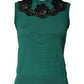 Green Wool Lace Detail Sleeveless Tank Top