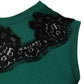 Green Wool Lace Detail Sleeveless Tank Top