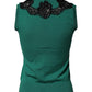 Green Wool Lace Detail Sleeveless Tank Top
