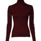 Burgundy Long Sleeves Turtleneck Slim Sweater