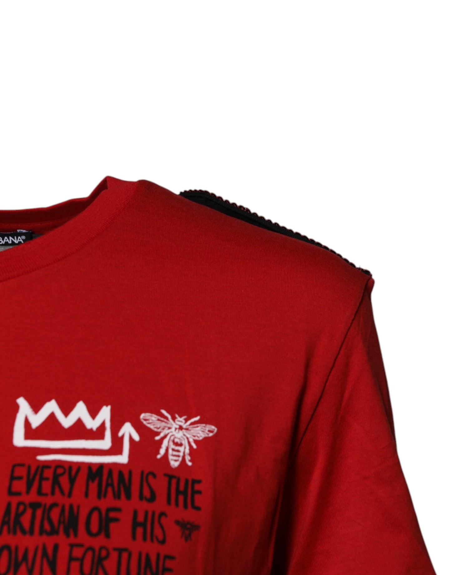 Red Cotton Round Neck Short Sleeves T-shirt